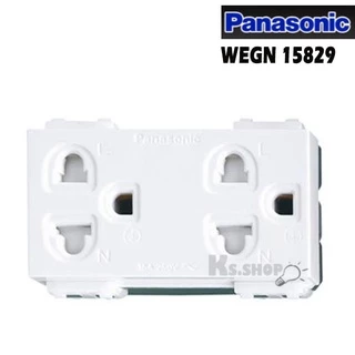 PANASONIC รุ่น อินิชีโอ ปลั๊กกราวด์คู่มีม่าน WEGN 15829 สีขาว,เทา,ดำ