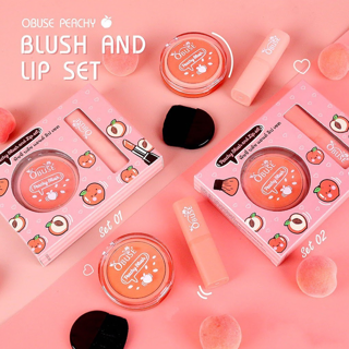 เซตพีช Obuse Peachy Blush and Lip Set (OB-1429)