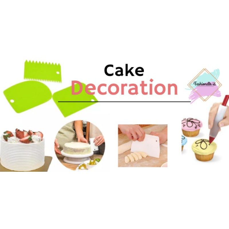 Scrapper 3 in 1 butter cream smoother/ scraper Cake tar เค้กวันเกิด fashionatee.id
