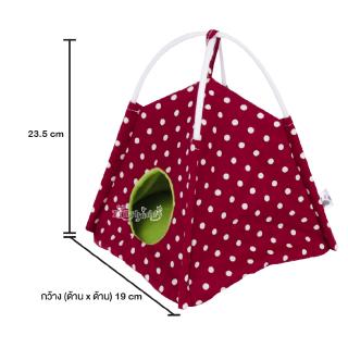 KPS Sugar Glider Fun Tent เต็นท์นอนผ้าฝ้าย บุผ้าขนนุ่ม สำหรับชูการ์ไกรเดอร์ (ลายจุดสีแดง-ขาว)