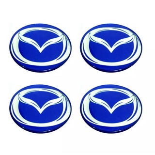 สติกเกอร์ติดดุมล้อ Mazda ขนาด 45mm. 1 ชุดมี 4 ชิ้น  สีฟ้