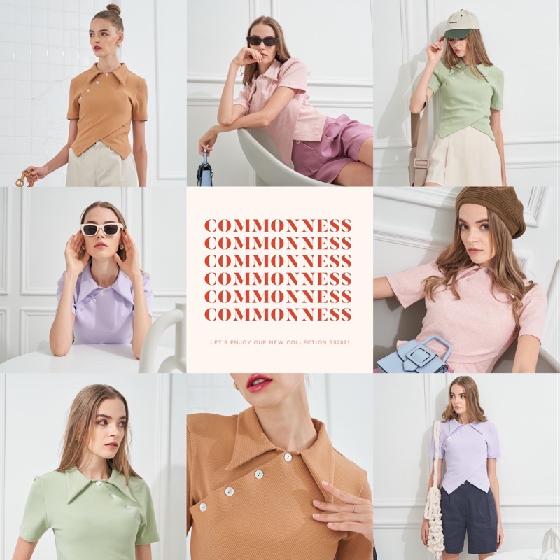 COMMONNNESS.CO : XOXO T-Shirt (เสื้อยืดคอปก แขนสั้น ดีไซน์ผ้าไขว้ด้านหน้า)