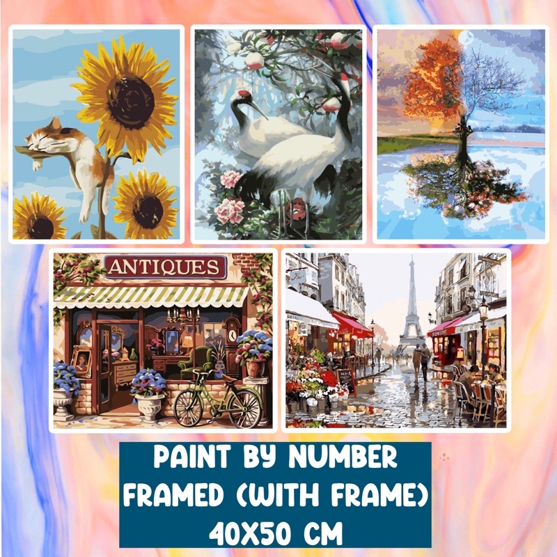 ระบายสีตามตัวเลข (WITH FRAME) 40x50 cm diypainting.id ภาพวาดหมายเลข Deer Paris