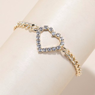 Rhinestone heart decor bracelet กำไลมือหัวใจ