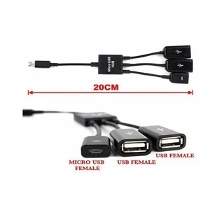 สายแปลง micro usb OTG hub แบบมีไฟเลี้ยงด้วย