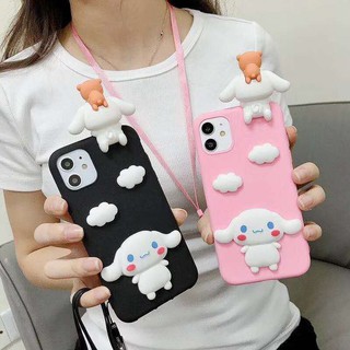 OPPO A54 A94 A93 A15 A15S A35 A53 A52 A92 A73 A5 A9 A31 A91 2020 Reno5 Reno4 Find X3 Pro Cartoon Cinnamoroll Papa Strap Soft TPU Cases