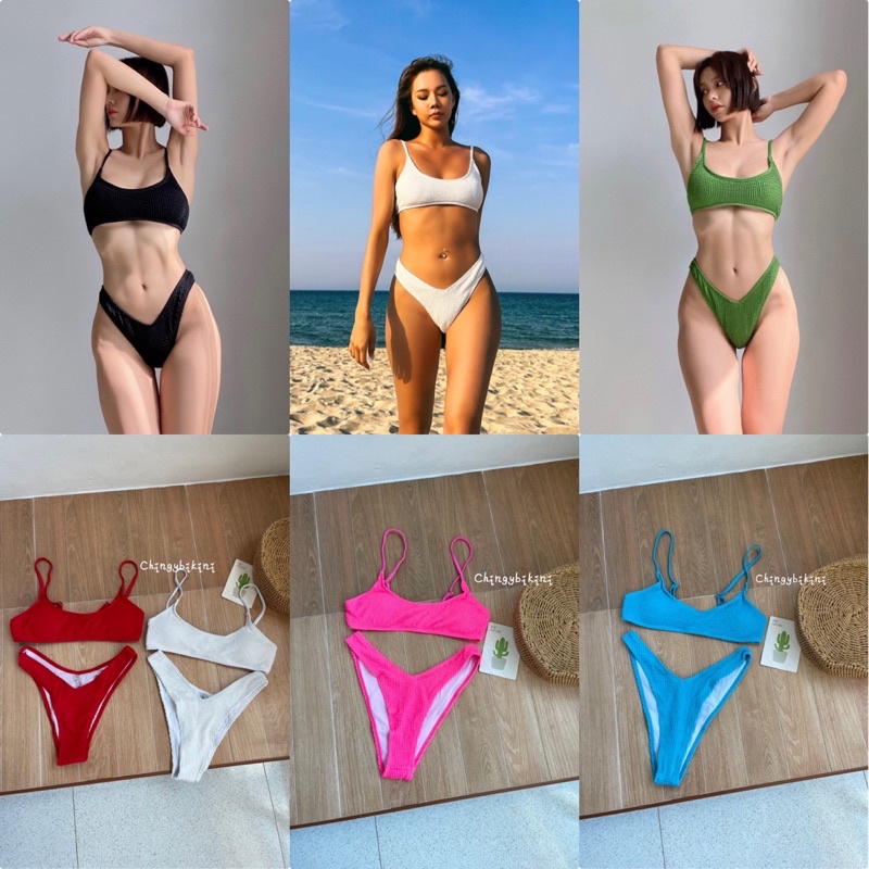 (พร้อมส่งที่ไทย) ทูพีชสายเดี่ยวเว้าก้นแซ่บๆ สายฝ.ต้องมี