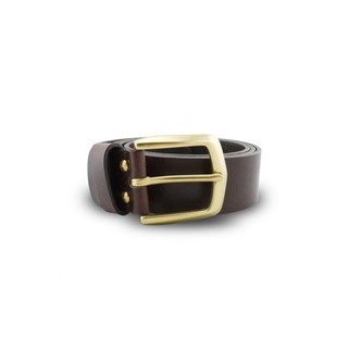 Brown Stone เข็มขัดหนังแท้รุ่น Milano Dark Brown Belt Solid Brass Arrow Buckle