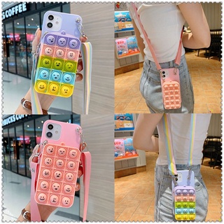 Pop it สําหรับ Samsung Galaxy A03S A03 A73 A53 A33 A13 A52S A52 A72 A12 A42 A23 A22 A32 4G 5G เคสโทรศัพท์ Soft TPU Case เคสป้องกัน Colorful Cute Cartoon Peas Stress Reliever Coin Purse เคสซิลิโคน ชุดการ์ตูน มีเชือกคล้อง