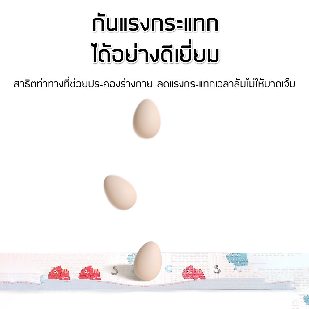 เสื่อรองคลานพับเก็บได้ พร้อมกระเป๋า 2 ขนาด 6 ฟุต/5 ฟุต หนา 8-10 MM พิมพ์ลาย 2 ด้าน Baby Crawling Mat - 1