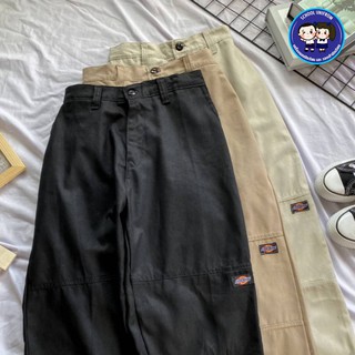 กางเกงวินเทจผู้หญิง กางเกงขายาว Dickies กางเกงดิกกี้ สม็อคหลัง เอวยาง ฟรีไซส์ 23-30