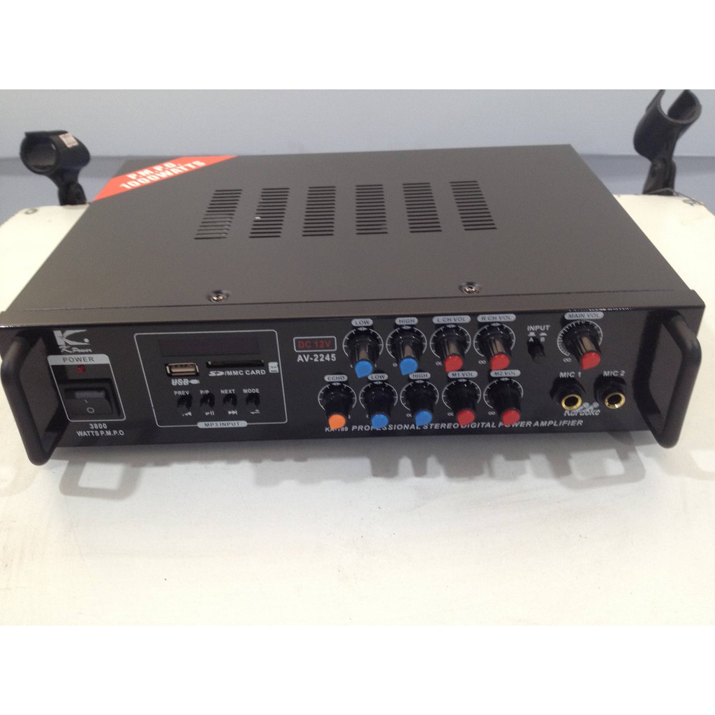 พาวเวอร์ แอมป์ เคริ่องขยายเสียง Integrated Amplifier K Power AV-2245 DC12V/AC220V KA-189 Professional Stereo Digital Pow