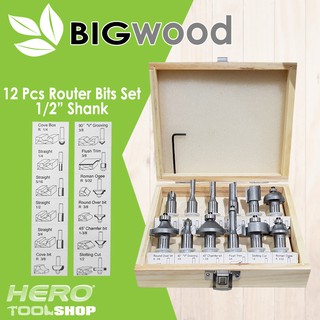 BIG WOOD ชุดดอกเร้าเตอร์ ขนาด 1/2" (12ดอก/ชุด)