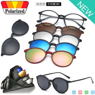 Polarized แว่นกันแดด คลิปออน แม่เหล็ก เปลี่ยนเลนส์ได้ 5 สี 5 แบบ รุ่น 2223 แว่นตา ทรงสปอร์ต วัสดุ PC ( เลนส์โพลาไรซ์ )