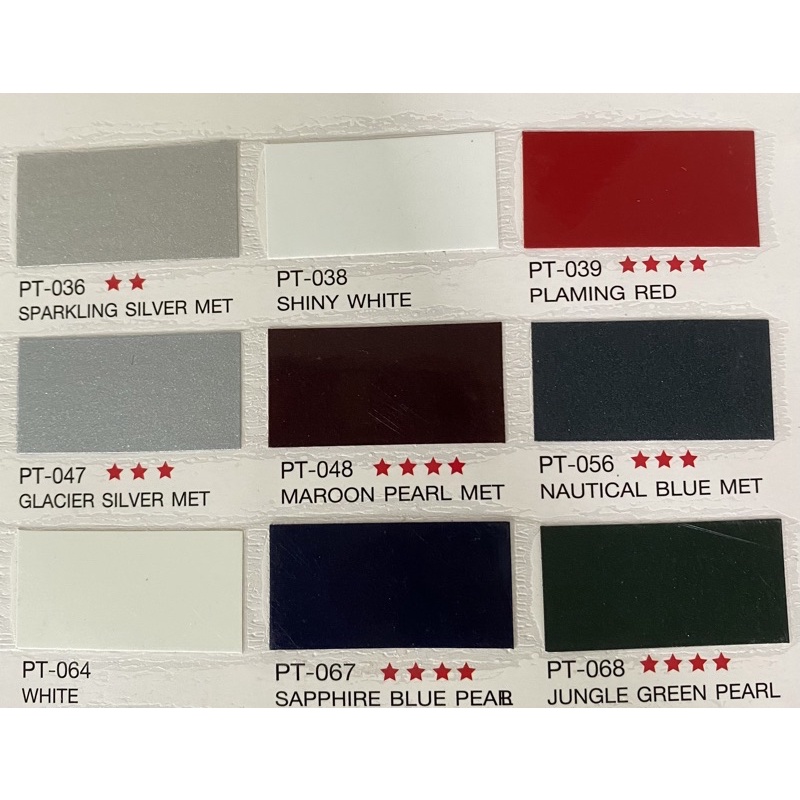 สีเบอร์พ่นรถยนต์อย่างดี เป็นสี 2K MEIJI ISUZU PT-036**, PT-038, PT-039****, PT-047***, PT-048****, PT-056***, PT-064, PT