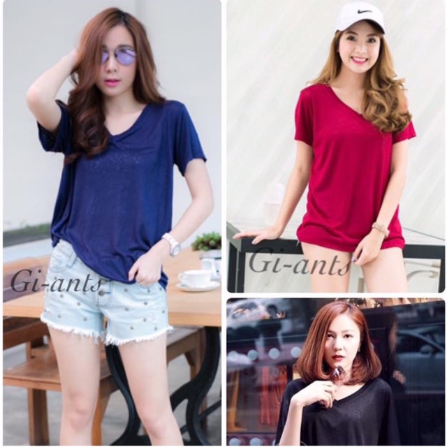 Gi-ants shop เสื้อคอวี ผ้าสลาฟ อก 38-40"