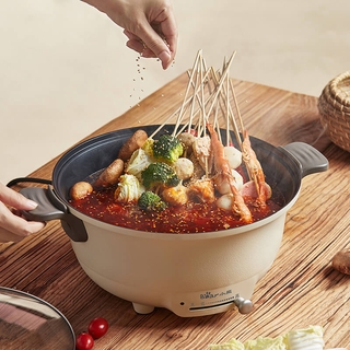 หม้อสุกี้ Bear electric hot pot pot household plug-in multifunctional electric heating frying pan