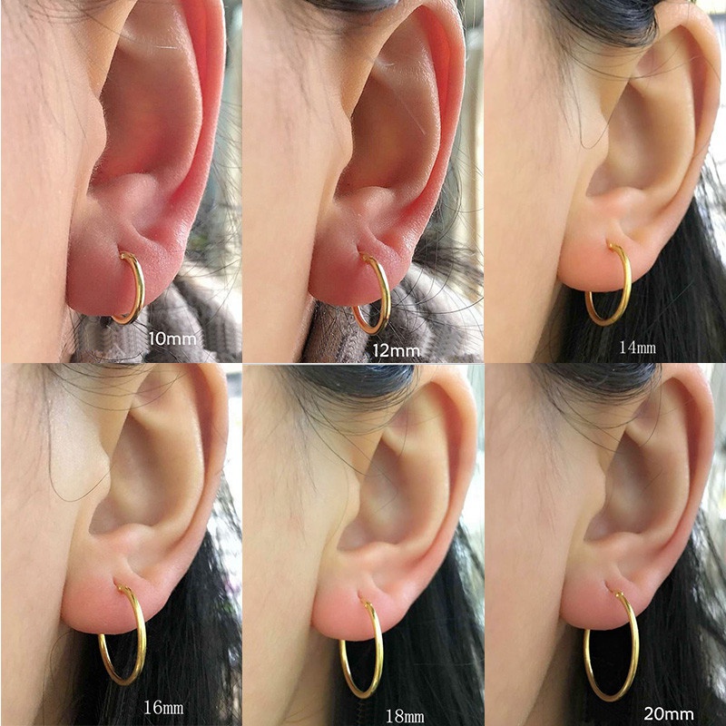 1 คู่ ผู้หญิง / ผู้ชาย สเตนเลส สีทอง สีเงิน ห่วงขนาดเล็ก ต่างหูเจาะหู กระดูกอ่อน หู แทรกัส หัวเข็มขัด ต่างหู