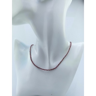 Silver thai 925 Sterling Silver Red Garnet Beads Necklace สร้อยคอลูกปัดโกเมนสีแดงเงินแท้ 925