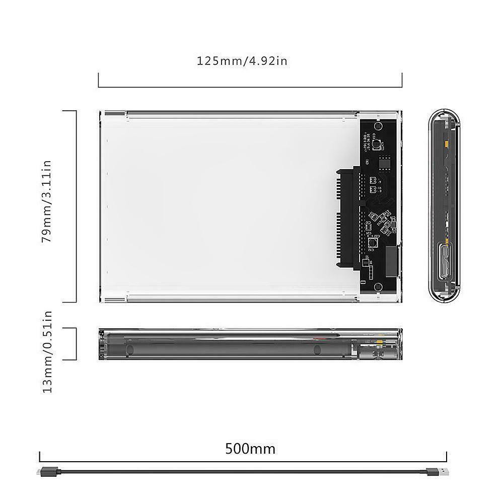 2.5-Inch SATA 3.0 To USB 3.0 Hard Drive Disk Box HDD External Enclosure SATAHDD And SSD -Trans กล่อง แบบใสพร้อมสายusb3.0
