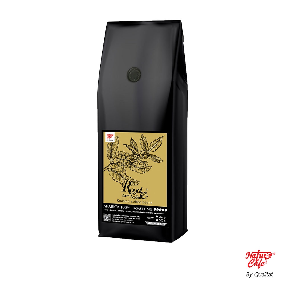 เมล็ดกาแฟคั่ว ดอยวาว อาราบิก้า100% 250กรัม ตรา เนเจอร์ คาเฟ่ Royal Coffee Roasted Coffee Beans 250g. Natur Cafe Brand