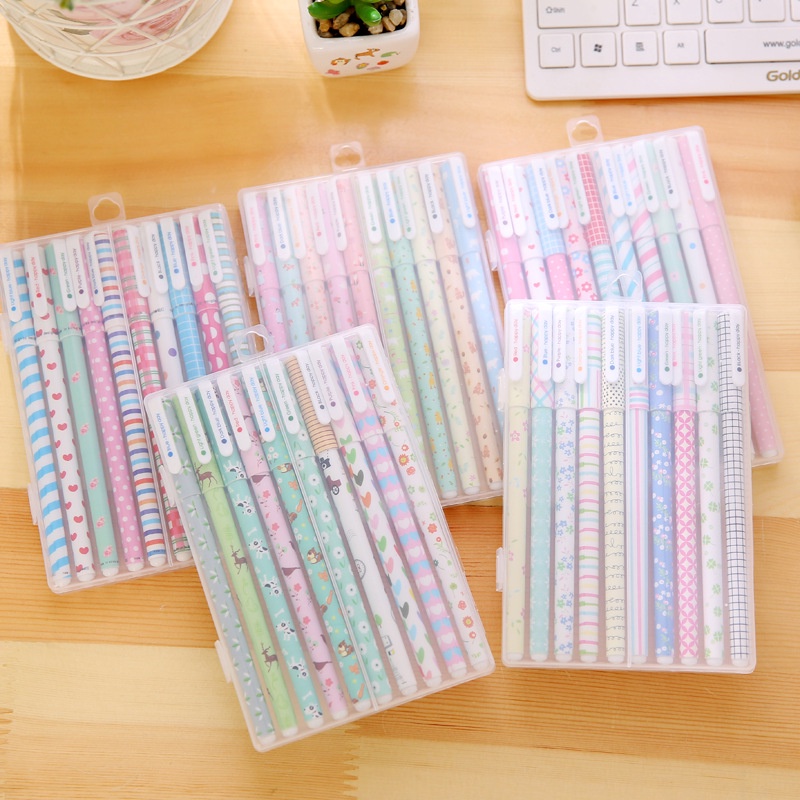 ปากกาลูกลื่น ปากกาสี เครื่องเขียนน่ารัก 10 แท่ง 10 ส