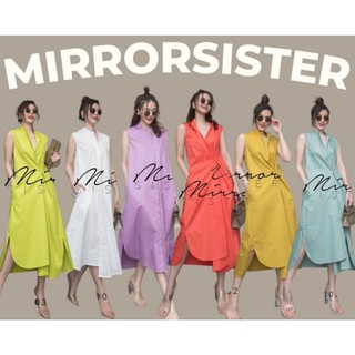 🔖ป้าย MiRRoRSiSTER 10326.6 เดรสเชิ้ตคอจีนแขนกุด กระดุมผ่ากลางลำตัว