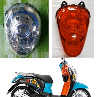 ไฟหน้า(เพชร)ติดรถ+ชุดไฟท้าย เพชร(ในใส/นอกแดง)SCOOPY-i NEW 2012 HMA