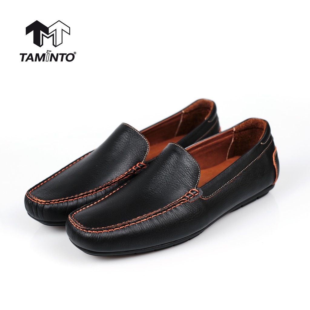 ส่งฟรี!! Taminto รองเท้าผู้ชาย หนังแท้ แบบสวม เดินด้ายสี คัชชู ลำลอง ทำงาน M1986 Men's Leather Loafers