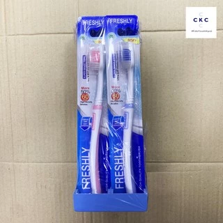 [แพ็ค 12 ด้าม] แปรงสีฟัน Freshly ขนนุ่ม คละแบบ