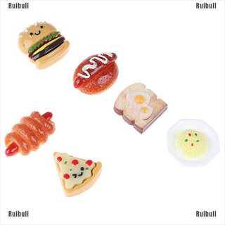 Ruibull❥ 10Pcs Miniature Mini Hamburg Pizza Bread Ornament Diy Resin Accessories