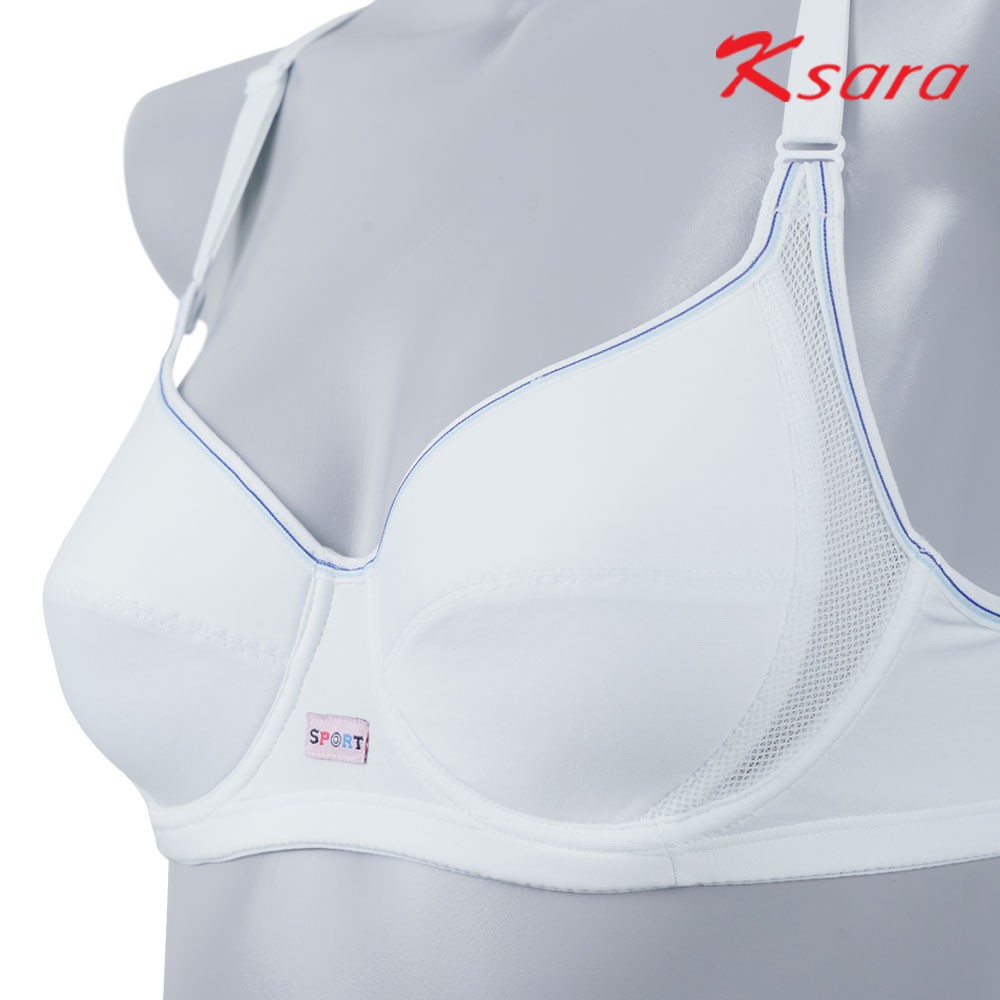 Ksara ของแท้ เกรดA** สปอร์ตบรา ฟองน้ำตัดต่อบาง มีโครง เต้าทรง 3/4 ผ้าไมโครไฟเบอร์ แต่งผ้าตาข่าย KB2332