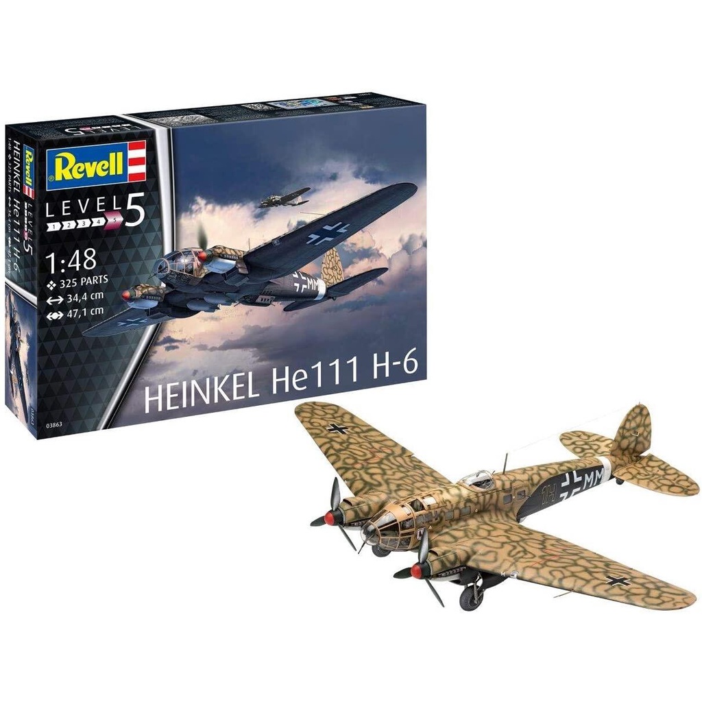 1/48 He111 H-6 WWII German Bomber plastic model kits Revell #03863 (Ex ICM)