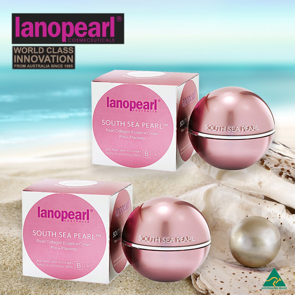 Lanopearl South Sea Pearl Pearl Collagen Essence Cream Plus+ Placenta 50 ml. ซแพ็คคู่