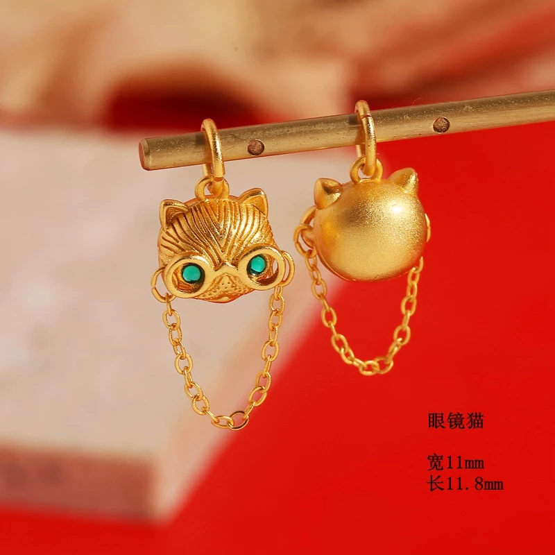 จี้ลูกปัดแมวนำโชค สีทอง สไตล์โบราณ สำหรับทำสร้อยคอ สร้อยข้อมือ DIY thumbnail 3