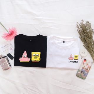 เสื้อยืดโอเวอร์ไซส์เสื้อยืดสกรีนลาย SpongeBob สพันจ์บ๊อบ มีไซส์เด็กS-3XL