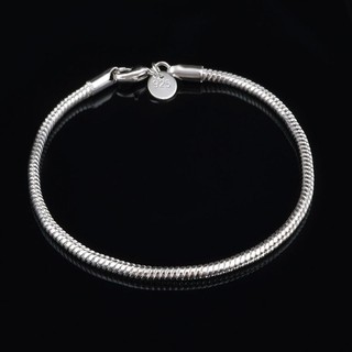 สร้อยข้อมือกําไลข้อมือสีเงินแฟชั่นสวยงามสวยงาม 3มม. 925 Sterling Silver