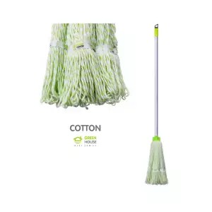 GreenHouse ม็อบจุกผ้าลายเย็บชายผ้า Cotton (เขียว/ขาว)