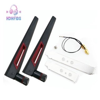 2X8Dbi Dual Band M.2 IPEX MHF4 U.Fl Cable to RP-SMA Pigtail WiFi Antenna Set for Intel AX210 AX200 9260 9560 NGFF Card