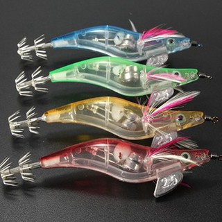 ปลาหมึกย่าง 1Pc ปลาหมึก LED Luminous Jig Squid Hook เหยื่อรุกเรืองแสงในน้ำ