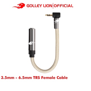 Golley LION AUX อะแดปเตอร์สายเคเบิ้ลเสียงสเตอริโอ 3.5 มม. เป็น 1/4 นิ้ว มุม 6.35 มม. TRS ตัวเมีย