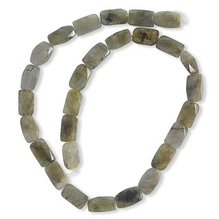 ลูกปัดหินแท้ เม็ดสี่เหลี่ยมผืนผ้าแบนเจียเหลี่ยม หินลาบาโดไลท์ (Labradorite) 9x15 - (LZ-0469 สีเทา)