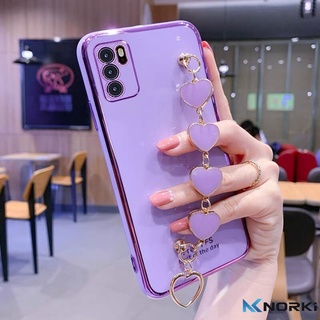 เคสโทรศัพท์มือถือ ซิลิโคนนุ่ม พร้อมสายคล้อง จี้หัวใจ หรูหรา สําหรับ OPPO A16 A16K A15 A15S A54 A74 A94 A92 A52 A53 A31 2020 A9 2020 A5 2020