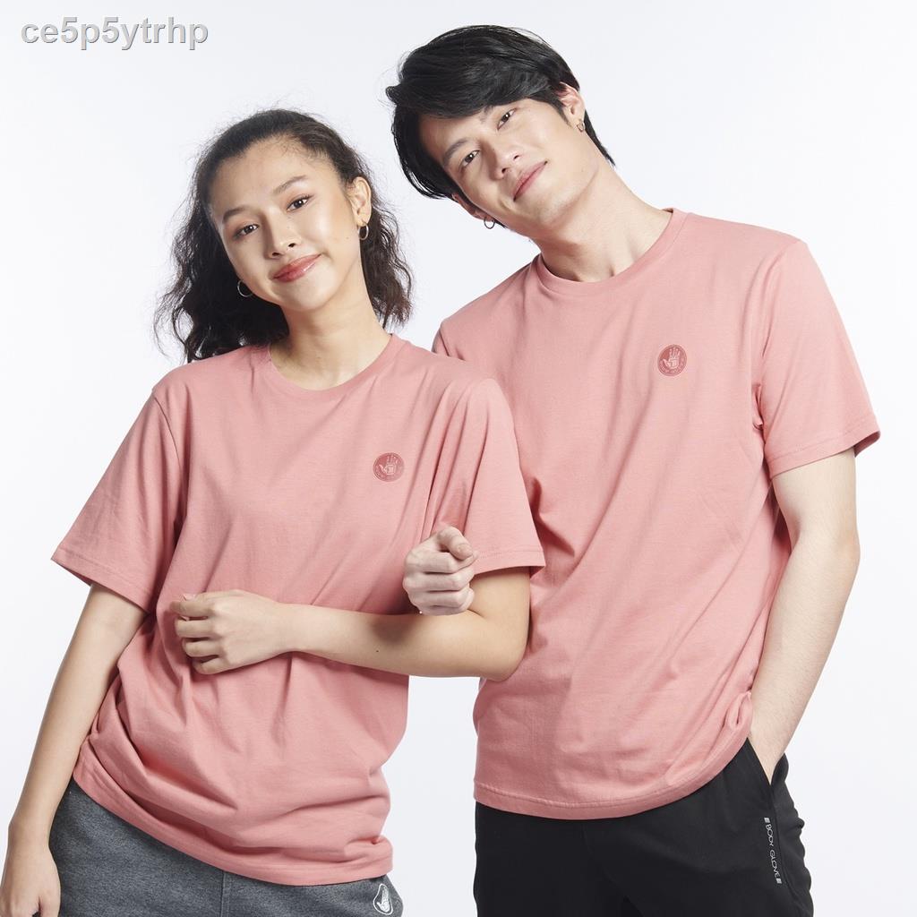❧BODY GLOVE Unisex Basic T-Shirt เสื้อยืด สีชมพู-15