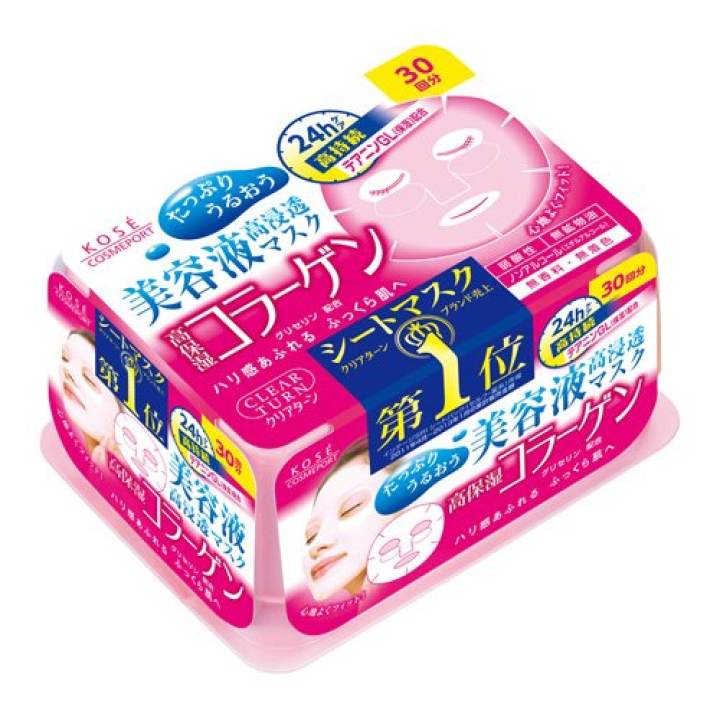 CLEAR TURN HA ESSENCE MASK 30 SHEETS / แผ่นมาส์กบำรุงผิวหน้า สูตรไฮยาลูรอน เติมความชุ่มชื้น