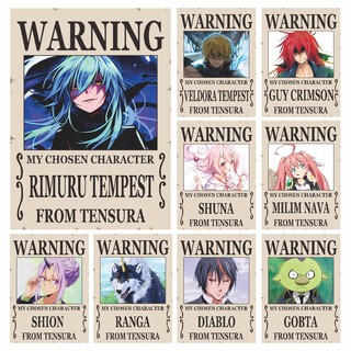 โปสเตอร์ Tensei Shitara Slime Datta Ken Tensura Warning Anime Rimuru Veldora Shion Suna Milim-Size A4+