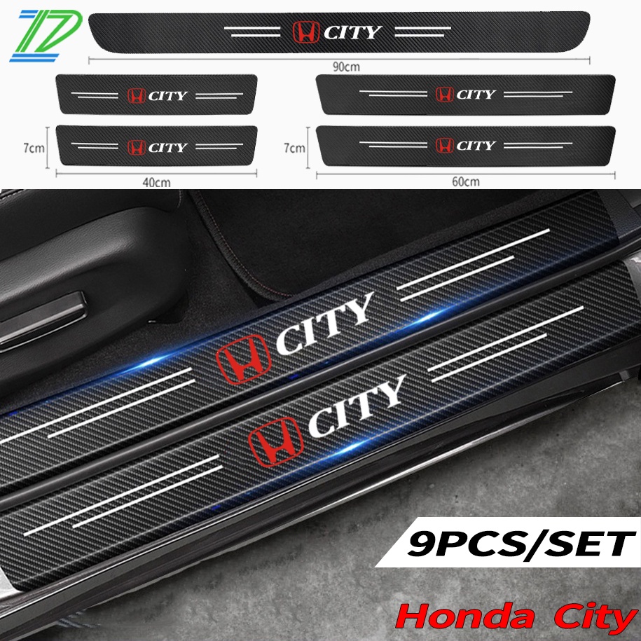 Honda City สติกเกอร์คาร์บอนไฟเบอร์ ป้องกันรอยขีดข่วน สำหรับติดประตูรถยนต์ Threshold stickers to prevent trampling