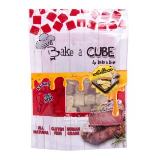 Bake a Cube beef &amp; cheese ขนมสุนัขเกรดพรีเมียมแบบลูกเต๋า รสเนื้อและชีสอบแห้ง (70g.)