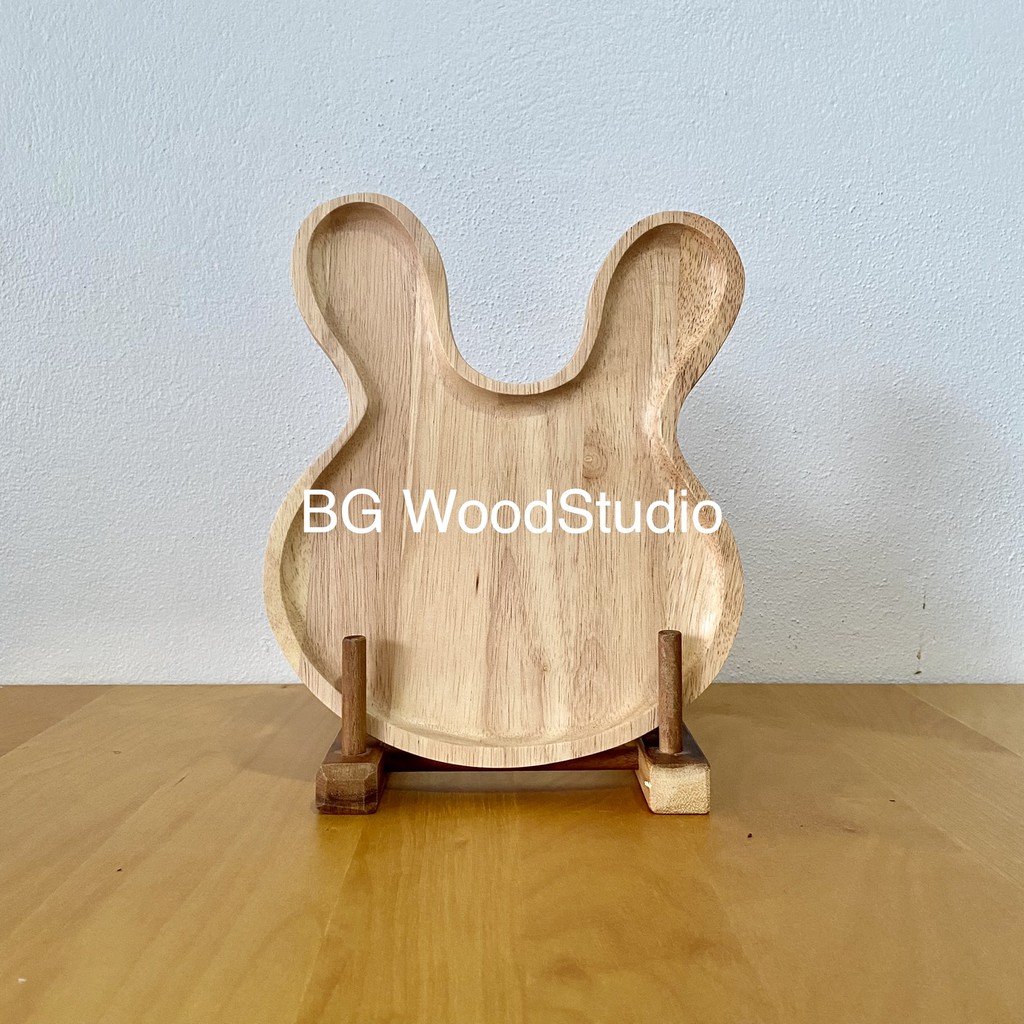 ถาดกระต่ายไม่มีหลุม ขนาด9.5"x9.5" by BG WOOD STUDIO