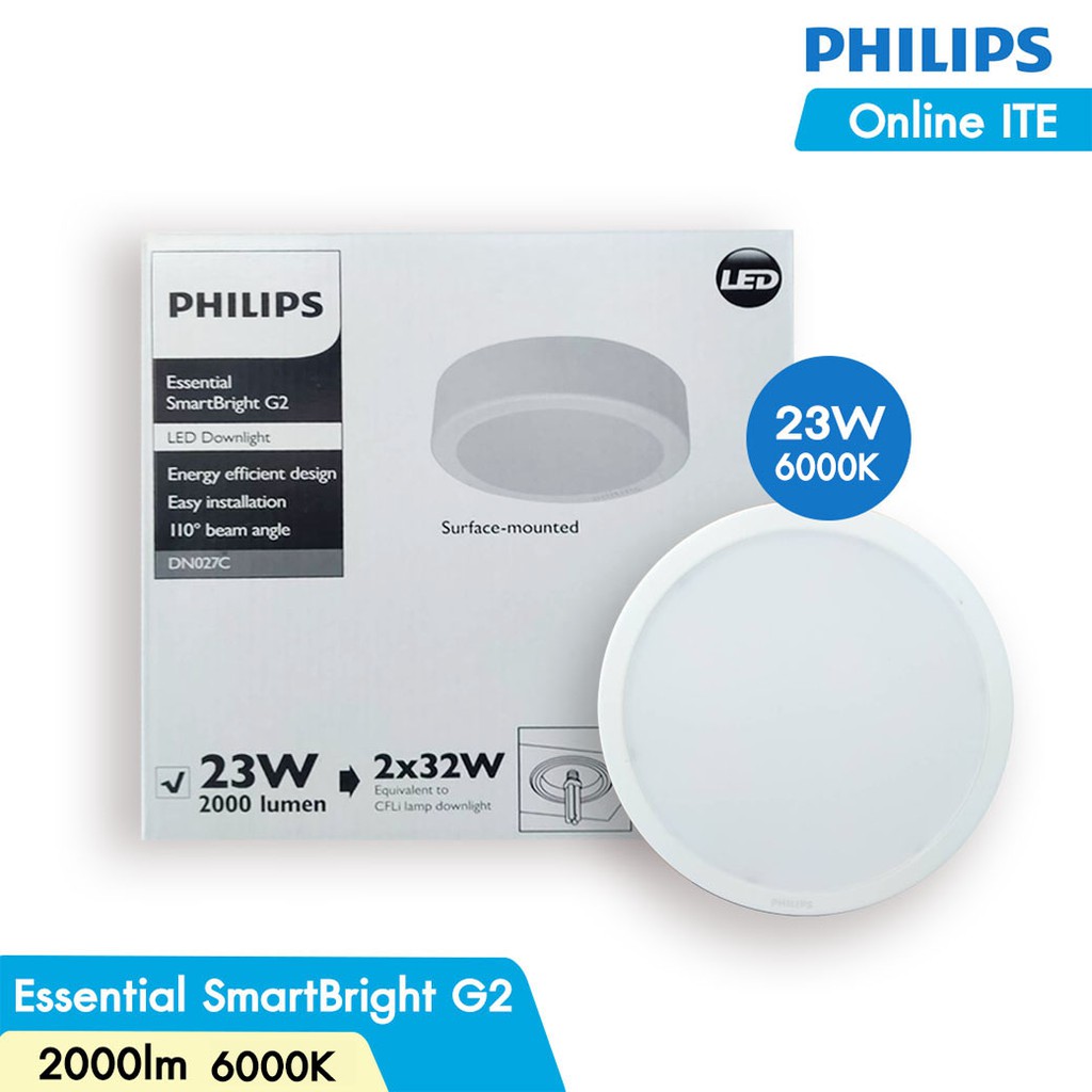 PHILIPS LED PANEL 23W ขนาด 9 นิ้ว แสง Daylight 6000K รุ่น PH-DN027C/23/65 (Essential SmartBright G2 